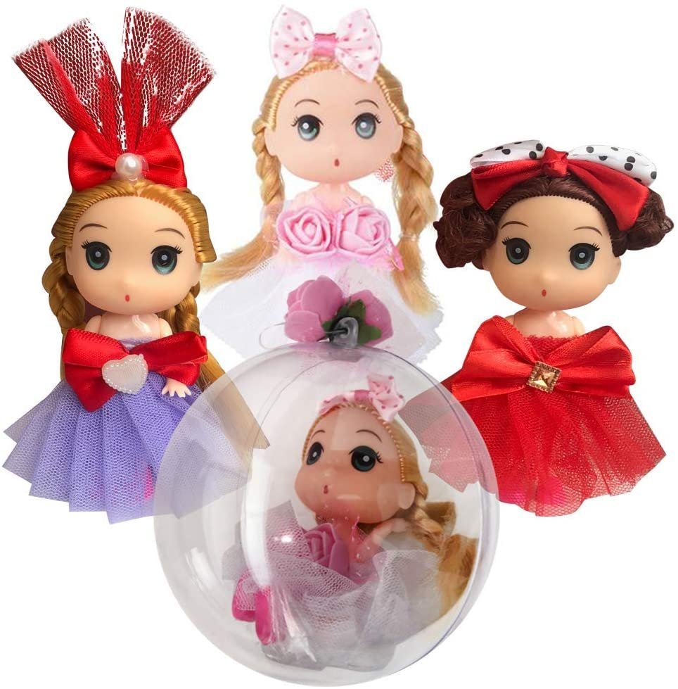 Cute Dolls in Capsules, Set of 3, Adorable Doll Toys with Braidable Hair, Movable Limbs, and Unique Designs, Princess Party Favors for Kids, Best Birthday Gift for Girls
