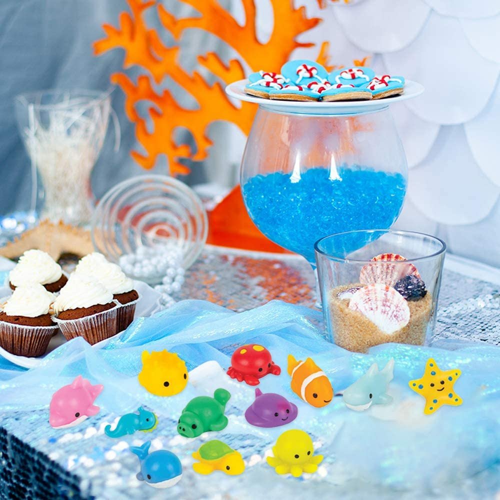 Squishy Sea Life Animals, Set of 24, Soft and Gooey Aquatic Toys