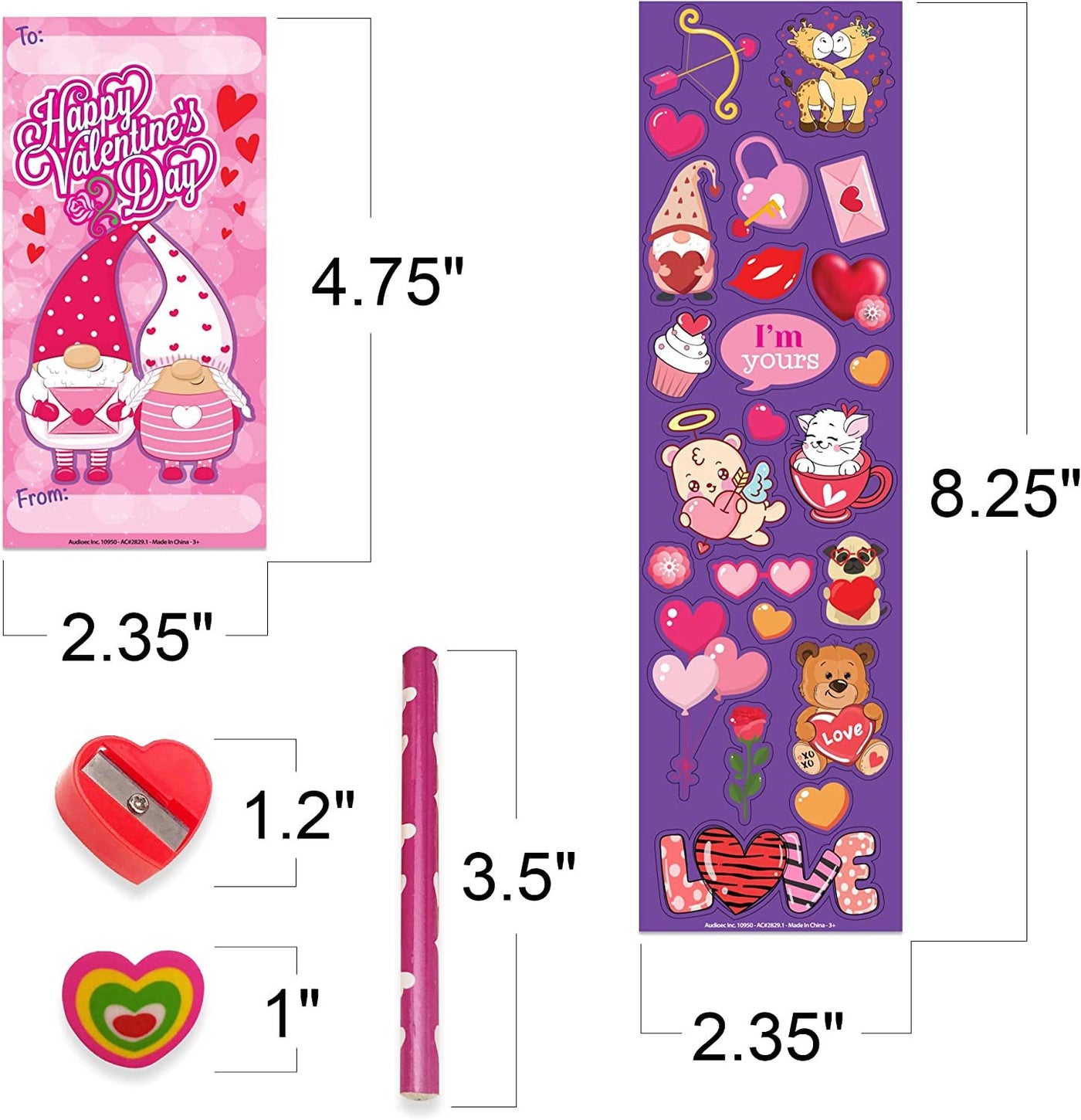 Valentines Day Stationery Set, Stickers, Greeting Cards & Supplies, 36 Pack
