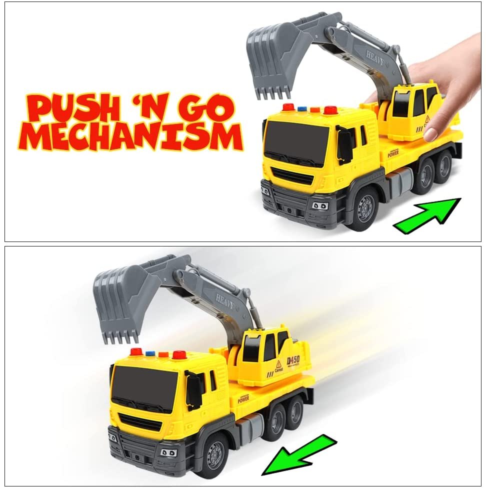 Light Up Excavation Truck Toy, Kids’ Construction Toy with Movable Parts, LEDs, and Sound Effects, Interactive Construction Vehicle Toys for Kids, Pretend Play Toys for Boys and Girls