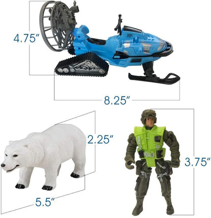 ArtCreativity Polar Adventure Pod Playset for Kids, Play Set for Boys and Girls with Toy Snowmobile, Action Figure, Polar Bear, and Accessories, Best Christmas or Birthday Gift for Children