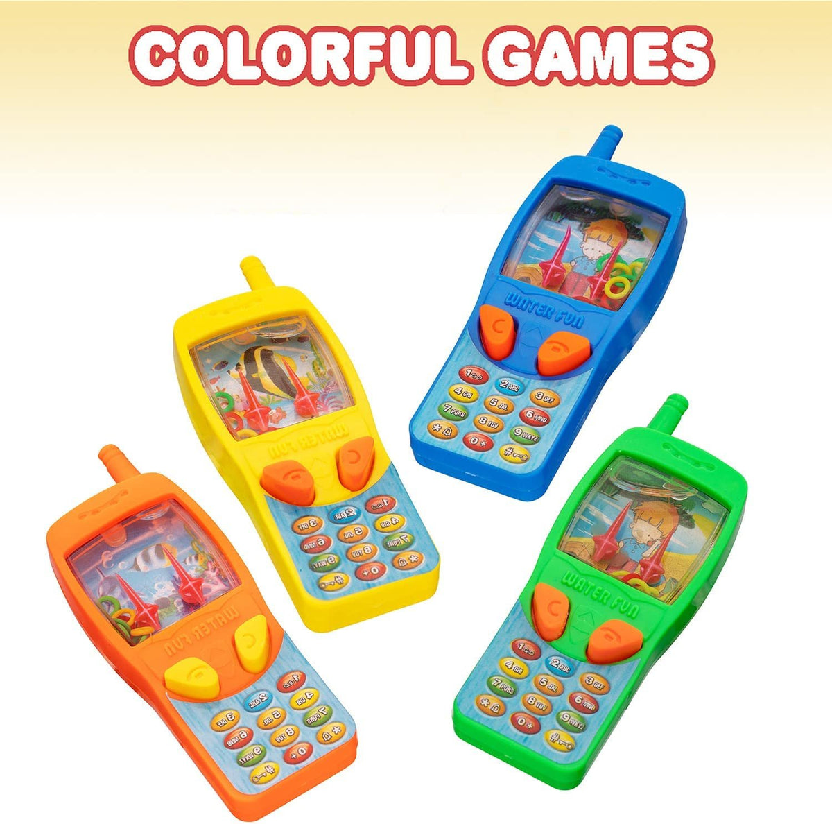 4" Cellphone Water Ring Game - Pack of 12- Colorful Handheld Phone Game for Kids - Fun Birthday Party Favors for Children, Contest Prize - Great Gift Idea for Boys, Girls, Toddlers