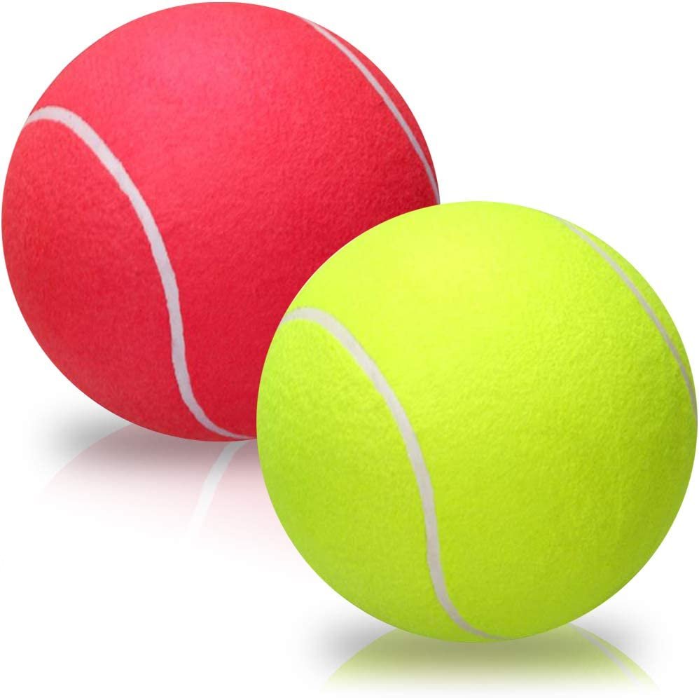 8”" Jumbo Tennis Balls Set of 2 in Assorted Color Blue, Red, Green & Yellow for Kids Age 3+, Perfect for Kids, Adults or Pets, Autographing & Display, Outdoor Play, Great Game Prize