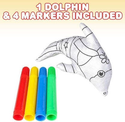 ArtCreativity Dolphin Color-A-Pal, Art Activity Set for Kids with 1 Dolphin Stuffed Toy and 4 Washable Magic Markers, Teaches Colors and Improves Creativity, Best Coloring Art Gift for Boys & Girls
