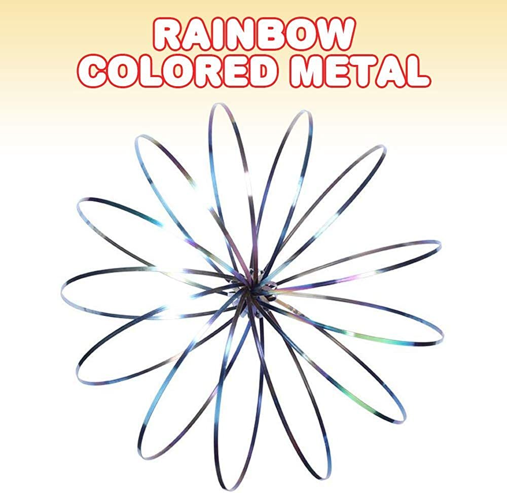 Metal Rainbow Spring Bracelet, Stress Relief Arm Coil Spring Bracelet, Flow Ring Fidget Toy for Kids and Adults, Sensory Toys for Autism, ADHD, and Anxiety, Spiral Dance Bracelet