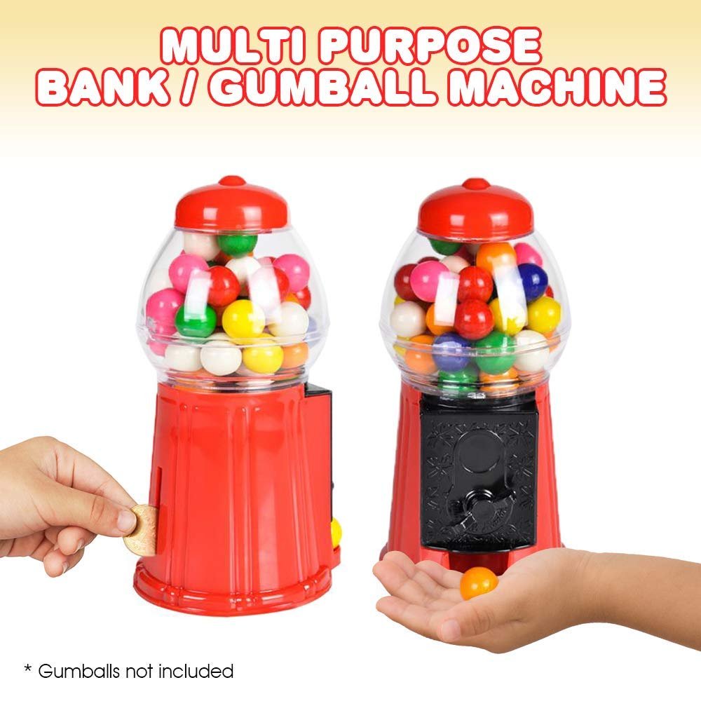 Gumball Machine for Kids, Set of 2, 6.5" Desktop Bubble Gum Mini Candy Dispenser, Unique Money Saving Coin Bank, Best Gift or Vintage Office Desk Decoration (Gumballs not Included)