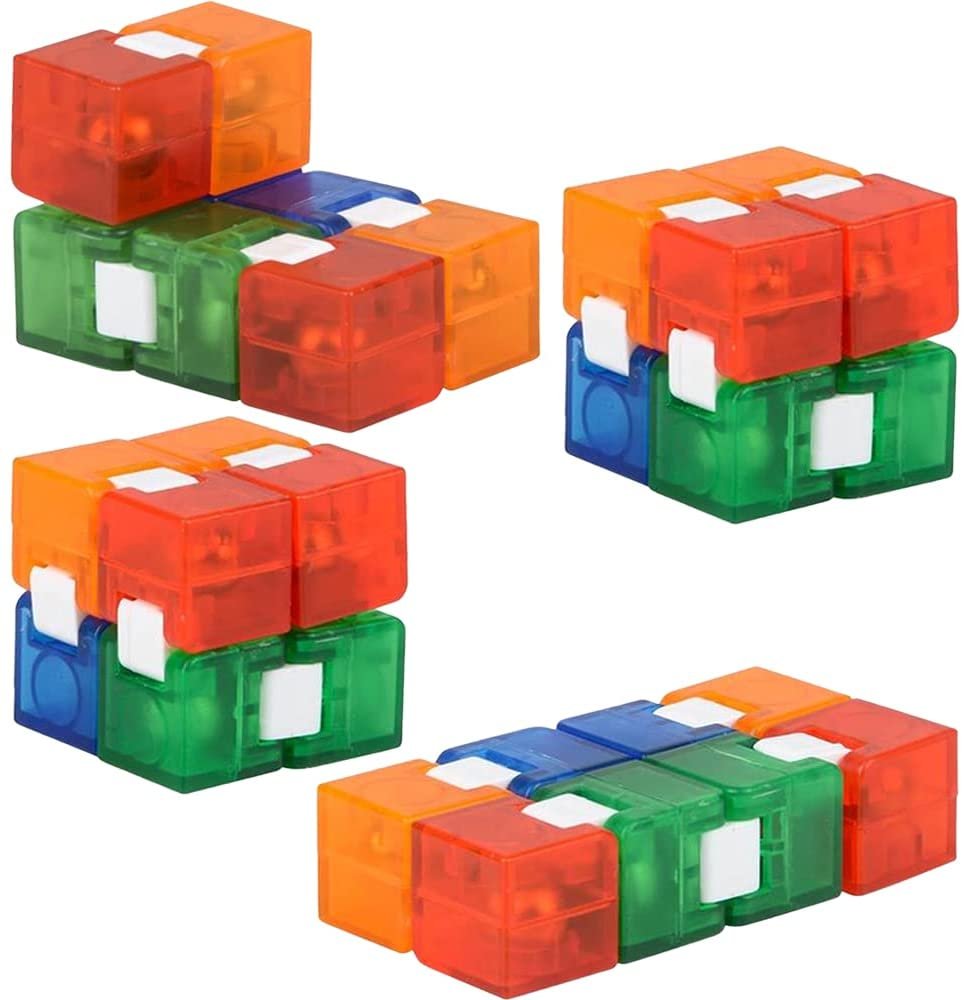 Flip Cubes for Kids, Set of 4, Fidgeting Cubes for Fun and Relaxation, Stress Relief Toys for Kids and Adults, Portable Fidget Cube Set, Party Favors and Stocking Stuffers