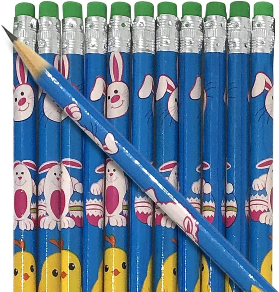 Easter Animal Pencils for Kids, Set of 12, Wooden Number 2 Pencils with Easter Animal Designs, Easter Basket Stuffers, Easter Party Favors, and Classroom Prizes for Kids