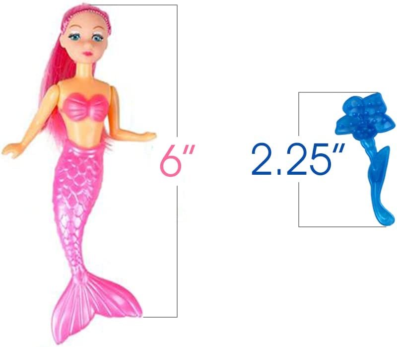 Mermaid Playset for Girls, Mermaid Toys Set with 3 Figurines & 3 Brushes Princess Party Favors for Children, Best Birthday Gift for Kids