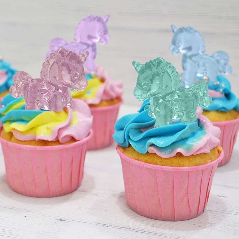 ArtCreativity Acrylic Unicorn Cake & Cupcake Toppers, Set of 12, Mini 1.75 Inch Unicorn Figurines, Decorations for Unicorn & Baby Shower Parties, Fun Birthday Party Favors, Goodie Bag Fillers