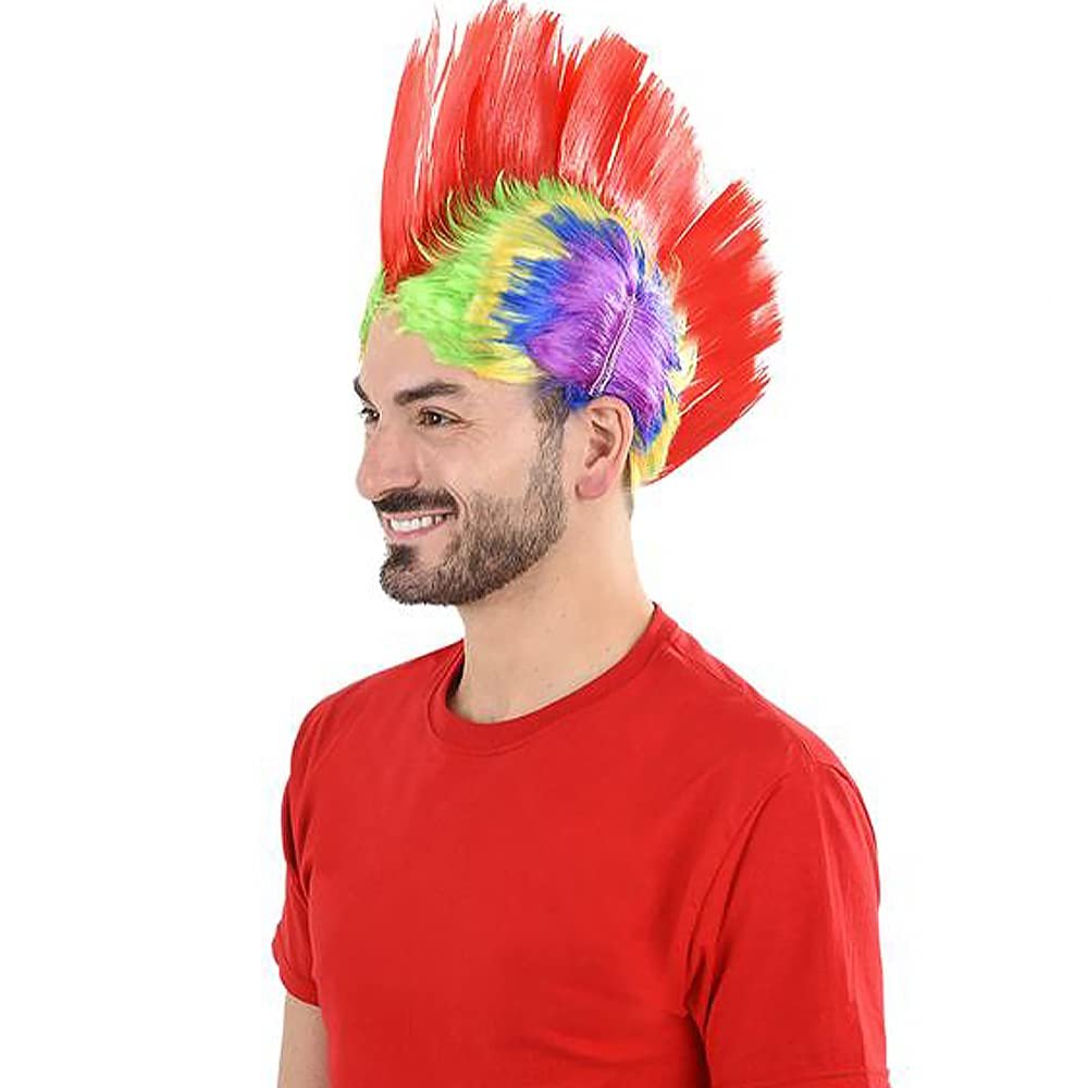 ArtCreativity Rainbow Mohawk Wig, 1pc, Funny Clown Wig for Kids and Adults, Kids’ Halloween Costume Accessories and Photo Booth Props, Rainbow Punk Costume Wig with Multiple Colors