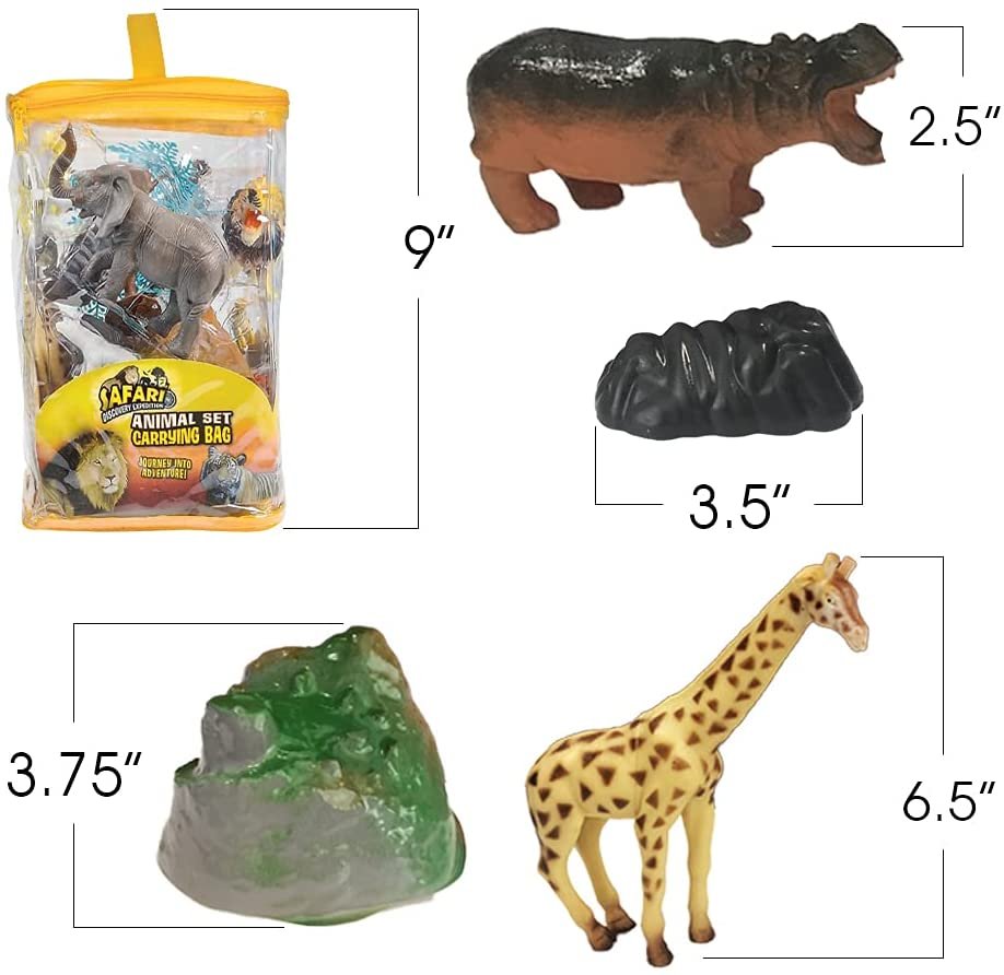ArtCreativity 23 PC Animal Playset with Carry Bag, Assorted Small Animal Figures, Sturdy Plastic Toys, Fun Zoo Theme Birthday Party Favors, Great Gift Idea for Boys and Girls