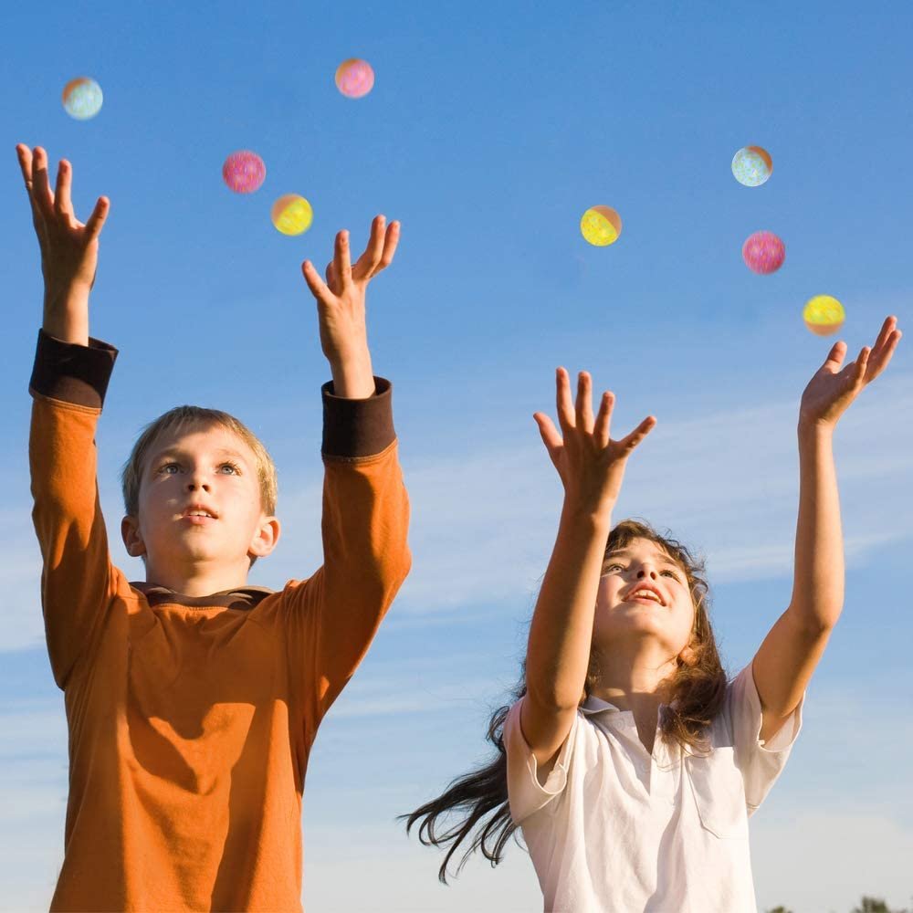 Donut Bouncy Balls for Kids, Bulk Set of 12, Bouncing Balls with