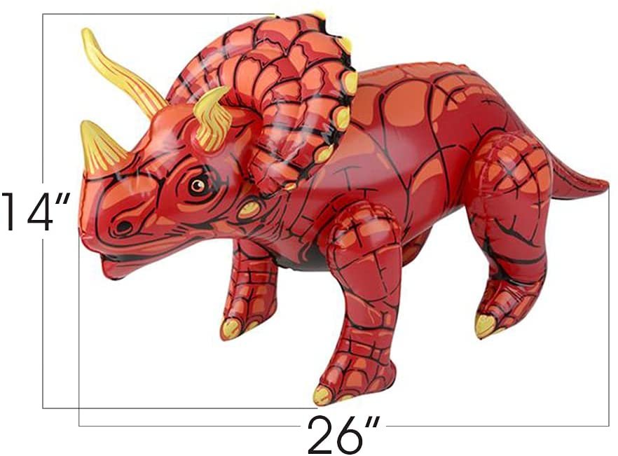 Triceratops Inflate, 1 PC, Realistic-Looking Inflatable Dinosaur Toy, Cool Dinosaur Party Decorations, Stands Without Support, Unique Inflatable Pool Toys for Kids, 26"es Long