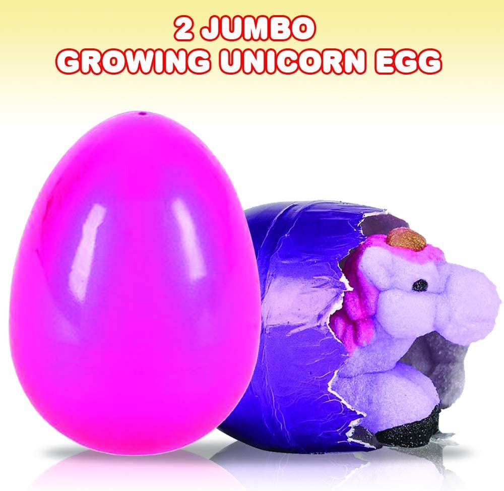 ArtCreativity Jumbo Growing Unicorn Eggs, Set of 2, Hatching Unicorn Toys for Boys and Girls, Unicorn Birthday Party Favors for Kids, Science Educational Toys for Children, Fun Water Bathtub Toys