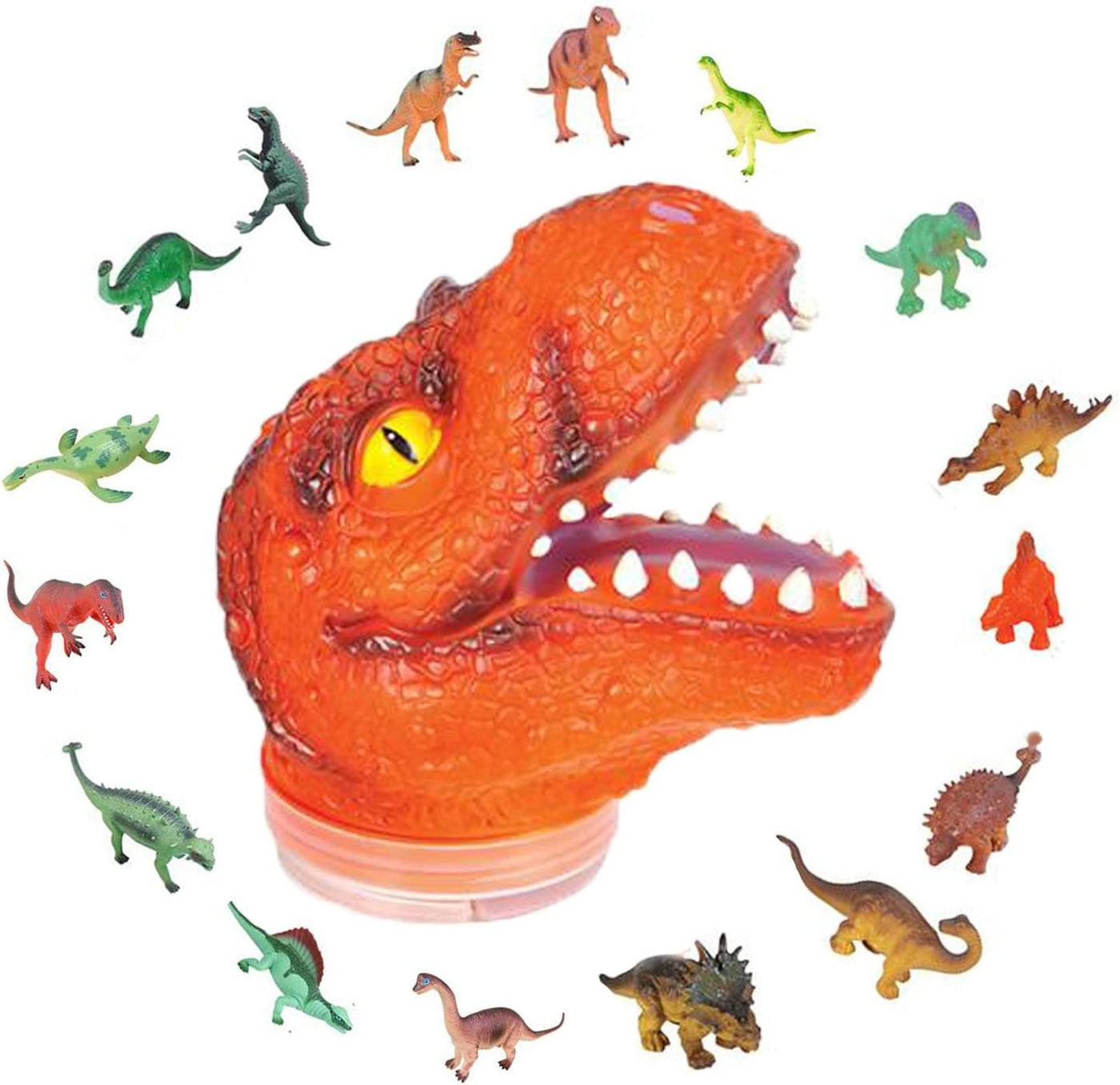 ArtCreativity T-Rex Kids Toy Play Set Includes 24 Mini Dinosaur Action Figures and Realistic Looking Tyrannosaurus Rex Head - Indoor and Outdoor Use - Popular Children's Gifts and Learning Toys