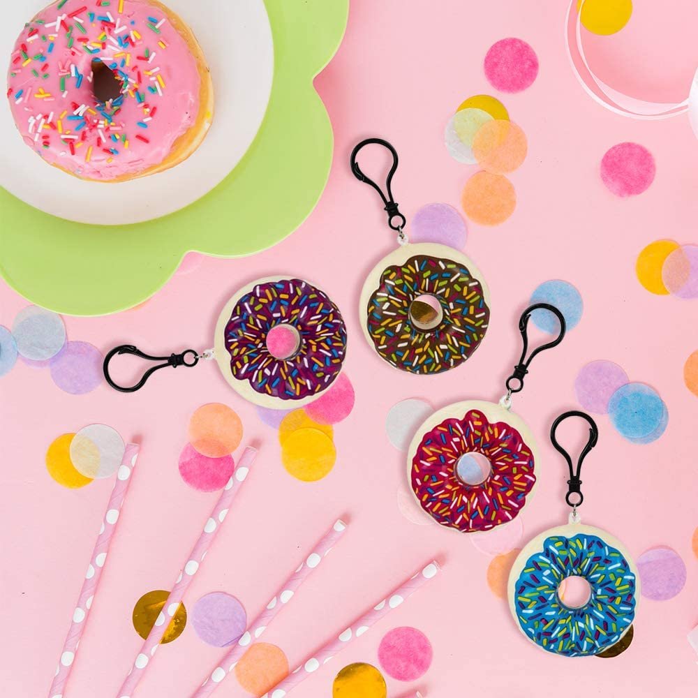Backpack Clips with Squeeze Donuts, Set of 12, Scented Backpack Accessories for Kids, Stress Relief Toys for Kids and Adults, Back-to-School Gifts, Donut Birthday Party Favors