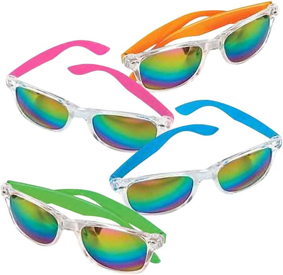 ArtCreativity Rainbow Lens Sunglasses, Set of 4, Cool Shades with Rainbow Lenses and Bright Assorted Colored Frames, Fun Fashionable Party Favors for Kids, Great Gift Idea for Boys and Girls