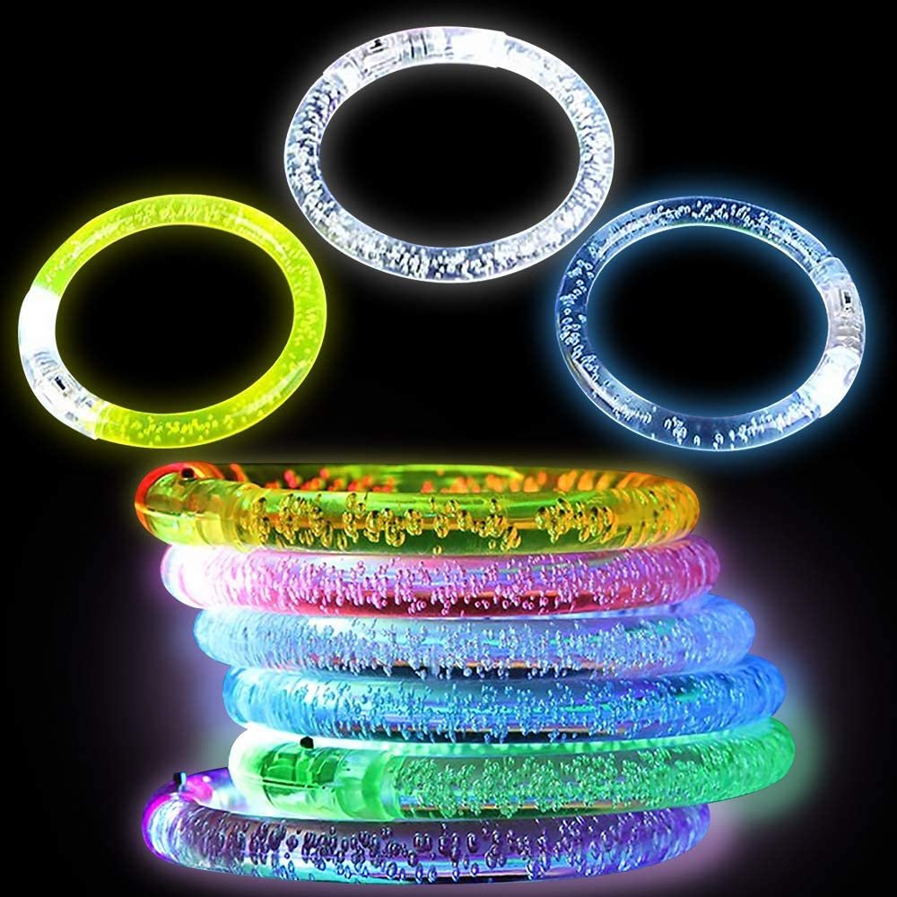 ArtCreativity Flashing Bubble Bracelets for Kids and Adults - Set of 12 - Multi Color Flashing Jewelry Wristbands - Fun Birthday and Wedding Favors, Party Supplies and Rave Accessories