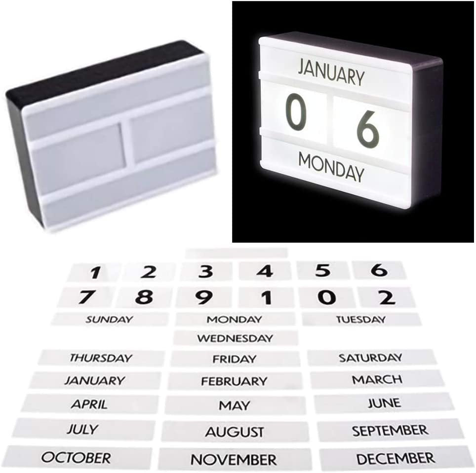 LED Calendar Box, 1 Battery Operated Light-Up Calendar for Bedroom, Kitchen, and Living Room Décor, Unique Decoration Sign for Home, Best Gift Idea for Boys and Girls