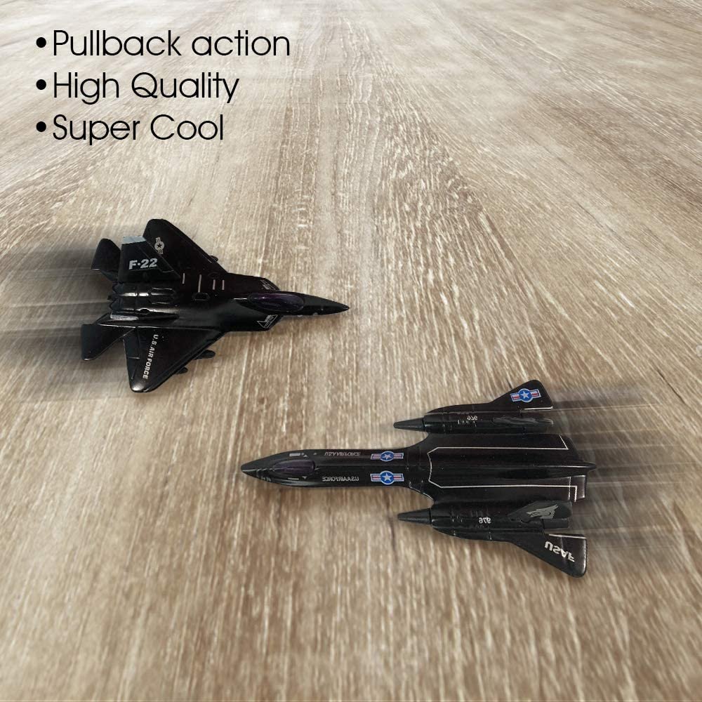 Diecast Stealth Bomber Toy Jets with Pullback Mechanism, Set of 4, Diecast Metal Jet Plane Fighter Toys for Boys, Air Force Military Cake Decorations, Aviation Party Favors