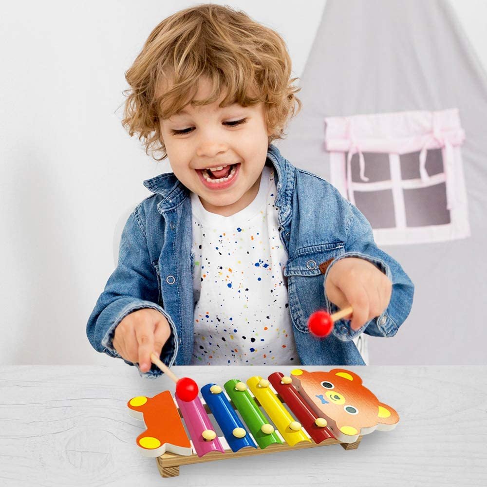 Teddy Bear Xylophone, 1PC, Fun Musical Instruments for Kids, Colorful Xylophone Music Toy with 2 Sticks, Development Learning Toys for Boys and Girls, Great Birthday Gift Idea