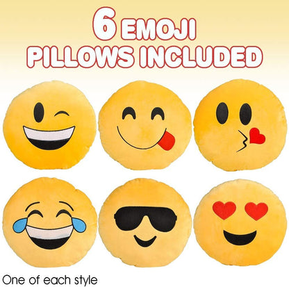 ArtCreativity Assorted Round Emoticon Pillows, Pack of 6, Yellow Smile Face Cushions, Soft Stuffed Emoticon Decorations, Cute Living Room Bedroom Décor, Emoticon Birthday Party Favors for Kids