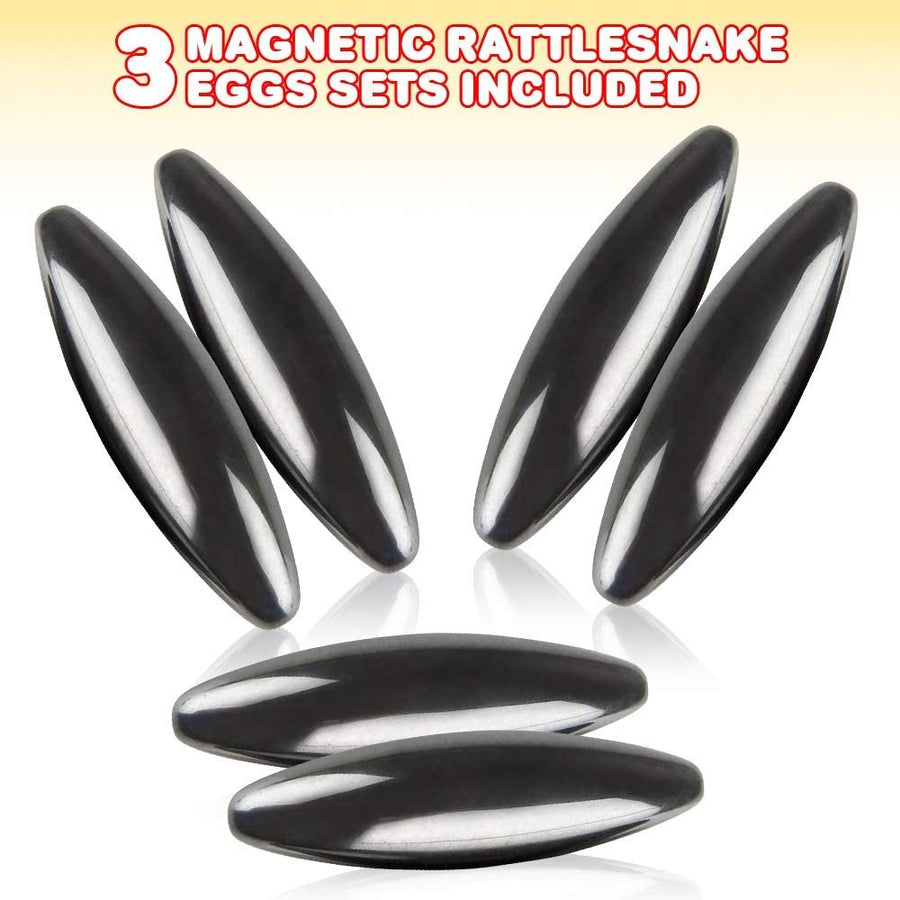 Magnetic Rattlesnake Eggs, Set of 3 Pairs, Magnetic Fidget Toys for Kids, Rattle Snake Egg Toys with Powerful Magnets, Fun Animal, Zoo, and Safari Birthday Party Favors