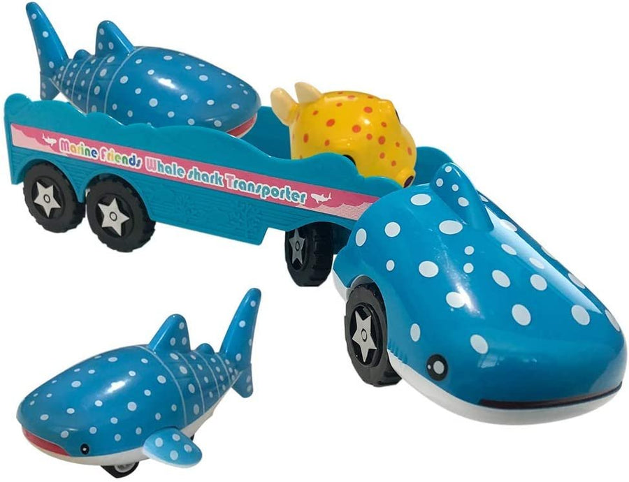 Friction Whale Shark Car Carrier with Detachable Transporter and Fish Cars, Aquatic-Themed Toy Cars for Kids, Push n Go Truck Toy, Great Birthday Gift for Boys and Girls