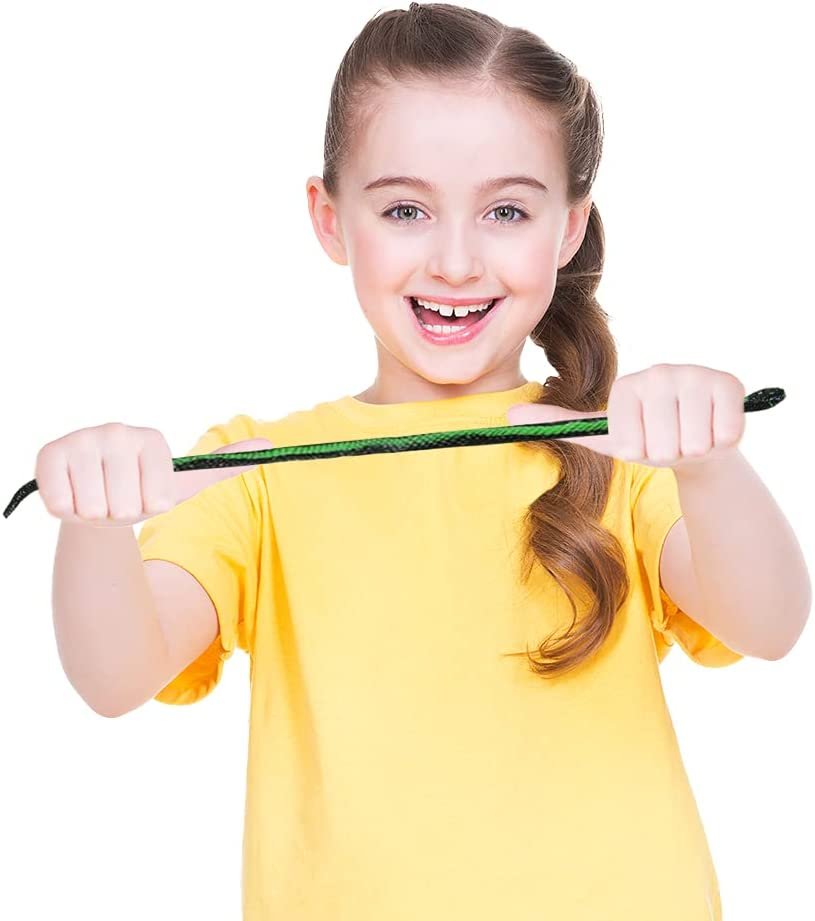 Vinyl Stretch Toy Snakes, Pack of 12, Stress Relief Fidget Sensory Toys for Kids, Real Look Scales, Reptile Birthday Party Favors, Fake Prank Prop, Goodie Bag Fillers for Boys and Girls