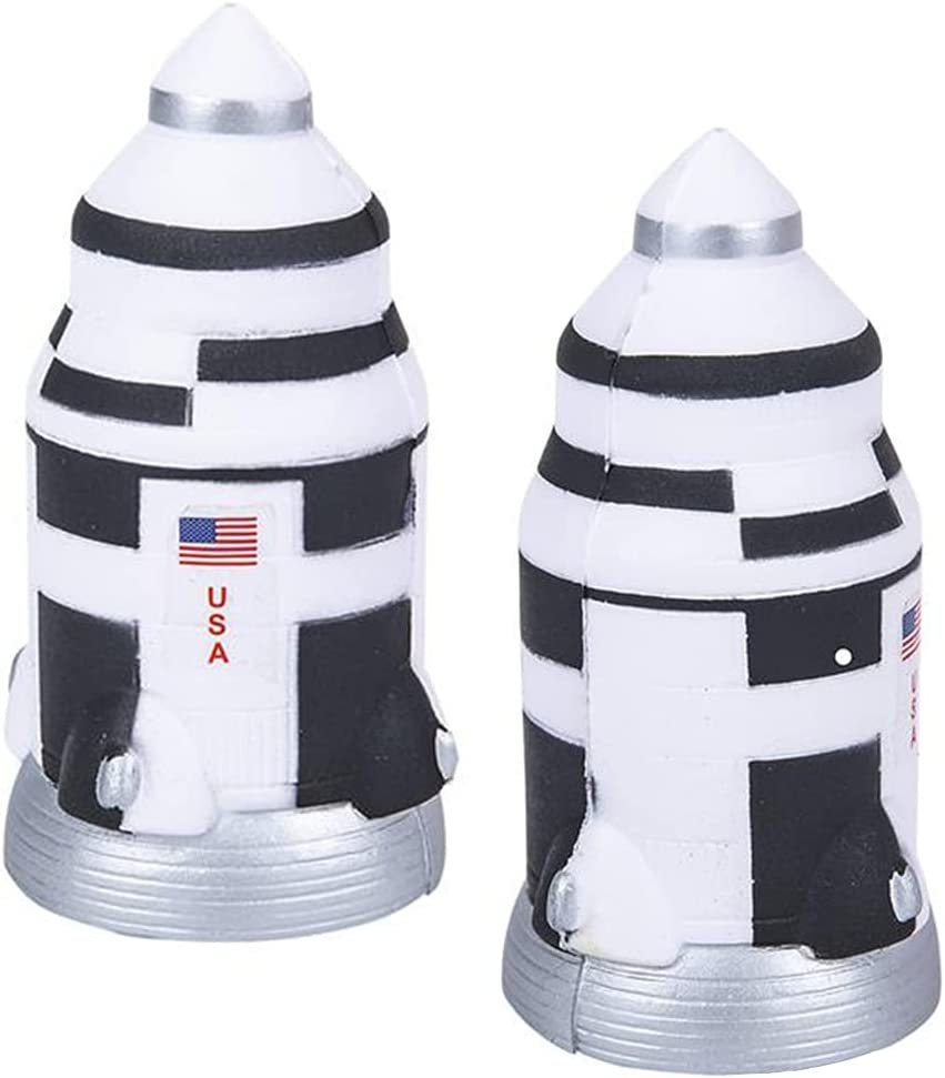 Squish Space Rocket, Set of 2, Slow Rising Squeezy Space Themed Stress Relief Toys for Kids, 4.5" Squeezable Outer Space NASA Party Favors and Desk Decorations