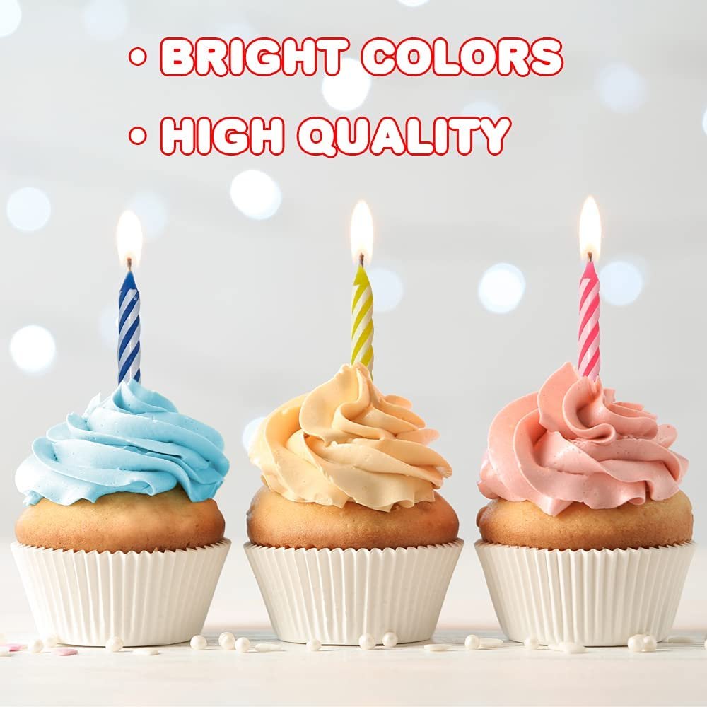 ArtCreativity Mini Birthday Candles, Set of 96, Birthday Candle Set with 4 Colors, Easy to Blow Birthday Candles for Cake and Cupcakes, Cute Cake Decorations, Blue, Pink, Yellow, and White