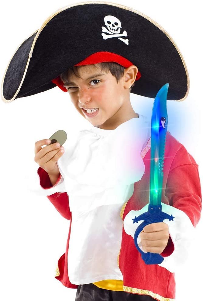 ArtCreativity Light Up Shark Sword for Kids, Set of 2, 15 Inch Toy Sword with Flashing LED Lights, Halloween Dress-Up Costume Accessories, Best Birthday Gift for Boys and Girls Toddler Toys Age 2-4