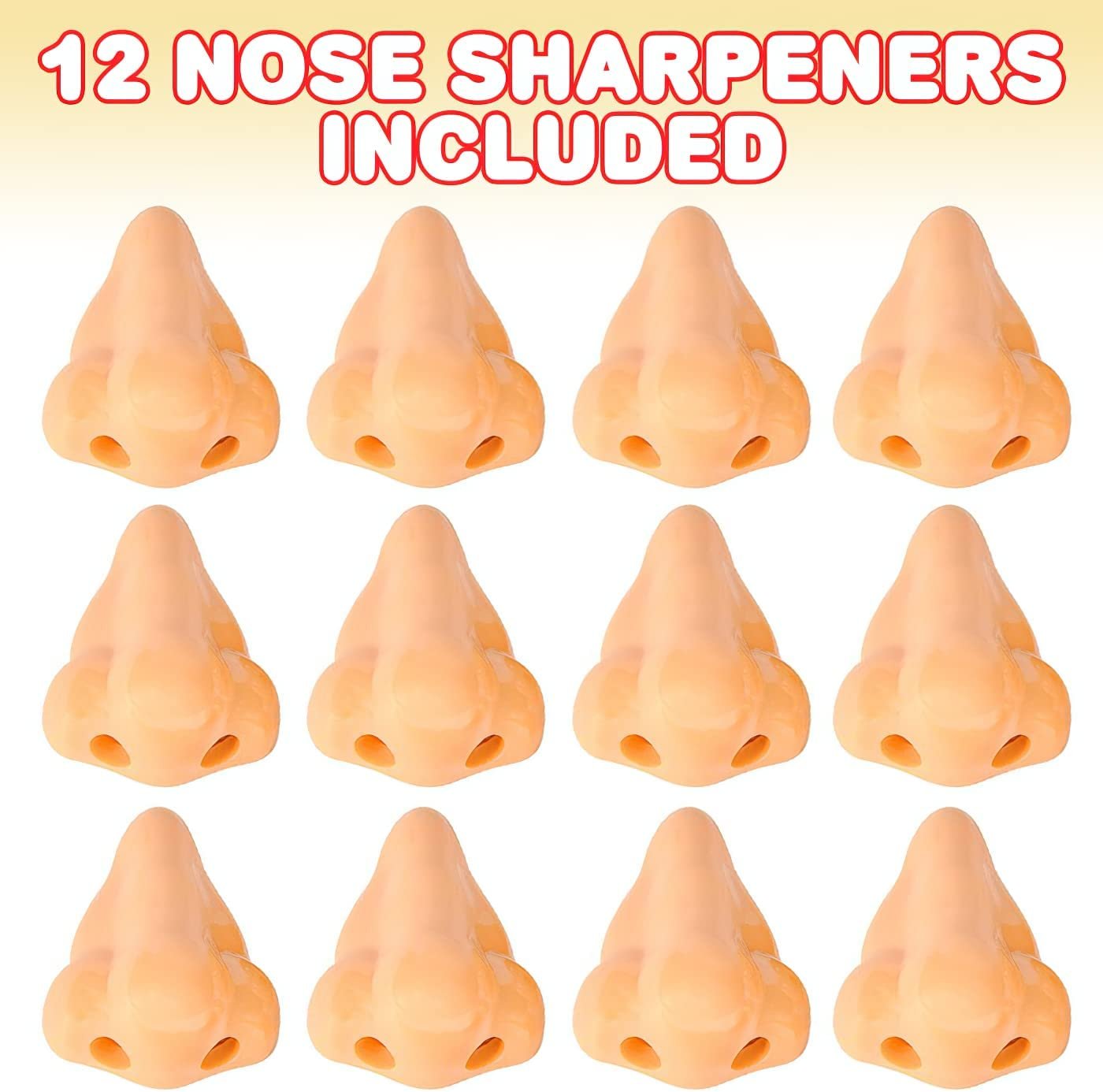 Nose Pencil Sharpeners for Kids - Pack of 12 - Funny School Supplies for Boys and Girls, Cool Stationery Birthday Party Favors for Toddlers, Classroom Teacher Rewards and Prizes