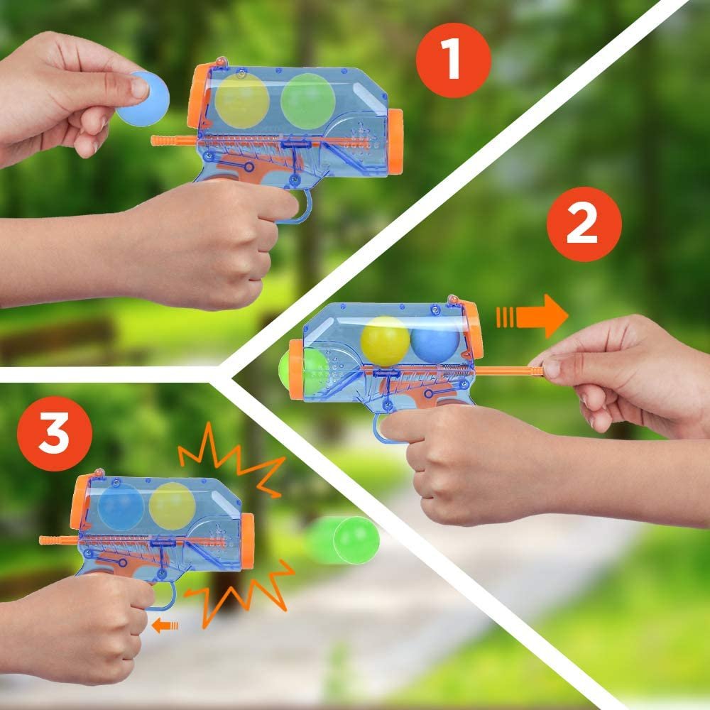 ArtCreativity 5 Inch Ball Launchers, Set of 2, Each Set with 1 Toy Blaster Gun and 5 Plastic Balls, Cool Shooting Toys for Kids, Fun Toys for Outdoors, Indoors, Yard, Camping, Best Birthday Gift Idea