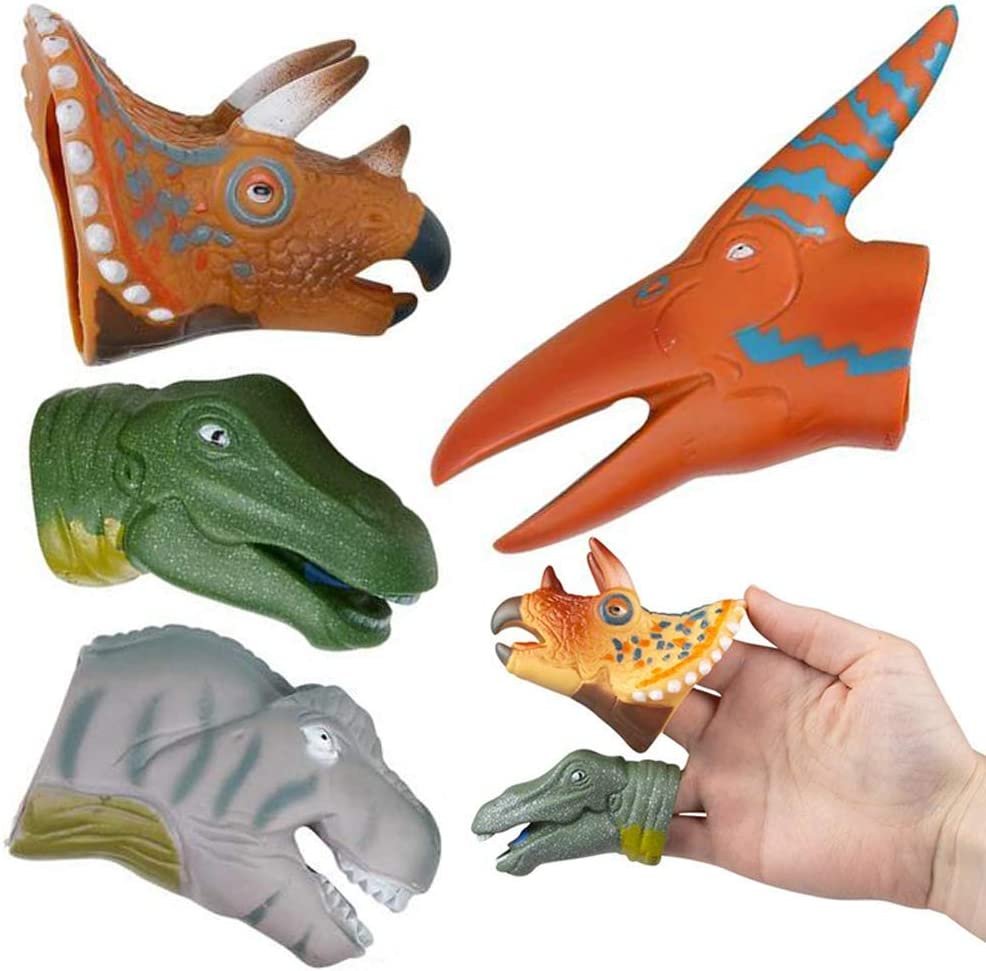 Assorted Dinosaur Finger Puppets for Kids, Pack of 12, Dinosaur Toys for Boys and Girls, Dino Birthday Party Favors, Goodie Bag and Piñata Fillers, Teacher Rewards, 4 Cool Designs