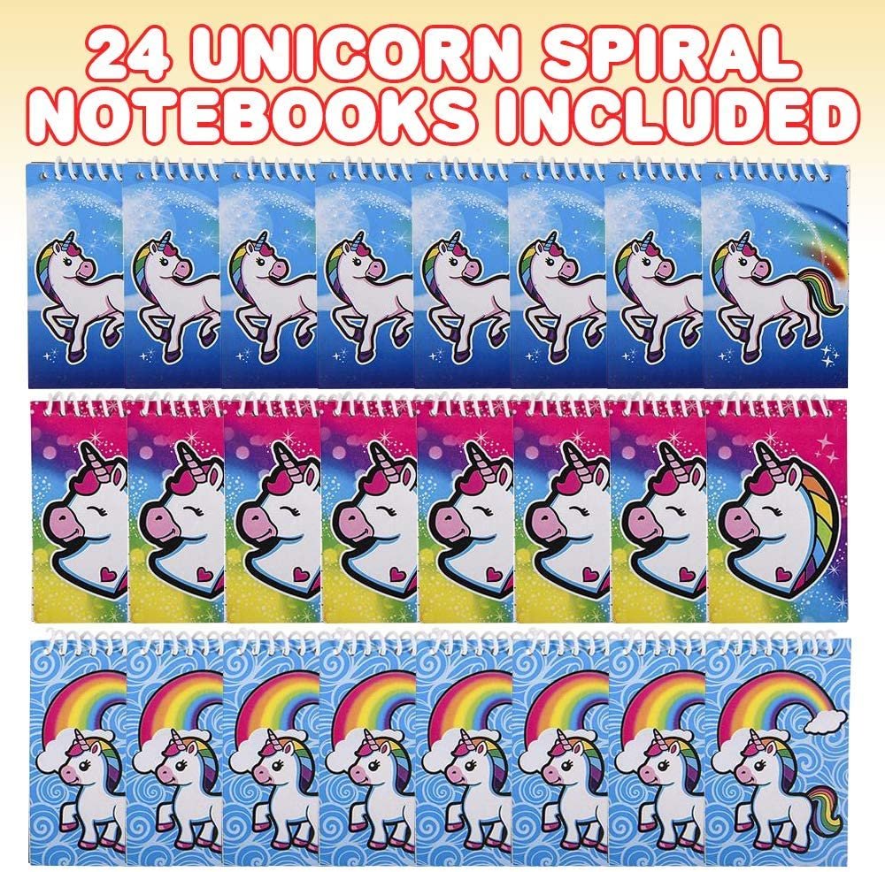 ArtCreativity Mini Unicorn Spiral Notebooks, Bulk Pack of 24, Small Note Memo Pads with Colorful Covers, Cute Stationery Supplies for School and Office, Fun Unicorn Birthday Party Favors for Kids