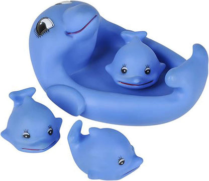 ArtCreativity Floating Dolphin Bath Play Set - 4 Piece Fun Water Bathtub Toys for Kids - Non Toxic Playing Kit for Tub, Pool, Beach - Great Gift Idea for Boys, Girls, Toddlers, Babies - Blue
