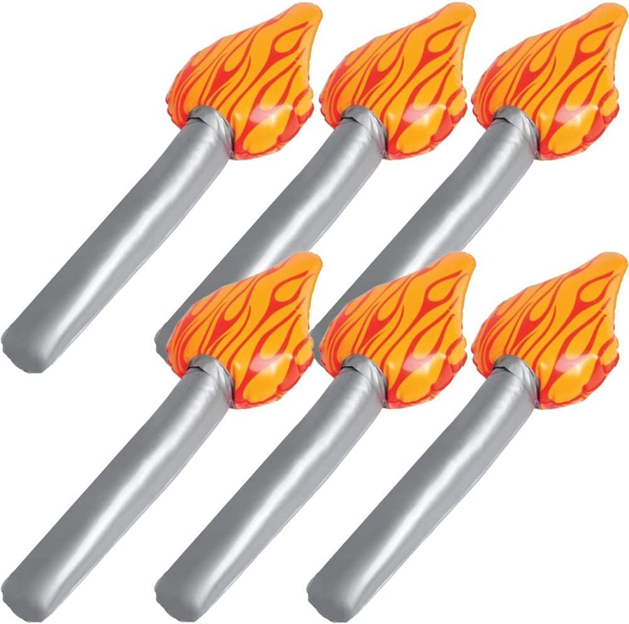 Inflatable Torches for Kids, Set of 6, Inflatable Torches with a Realistic Print, For Luau Party Decorations and Backyard Olympic Supplies, Fort Building Accessories, 15"es