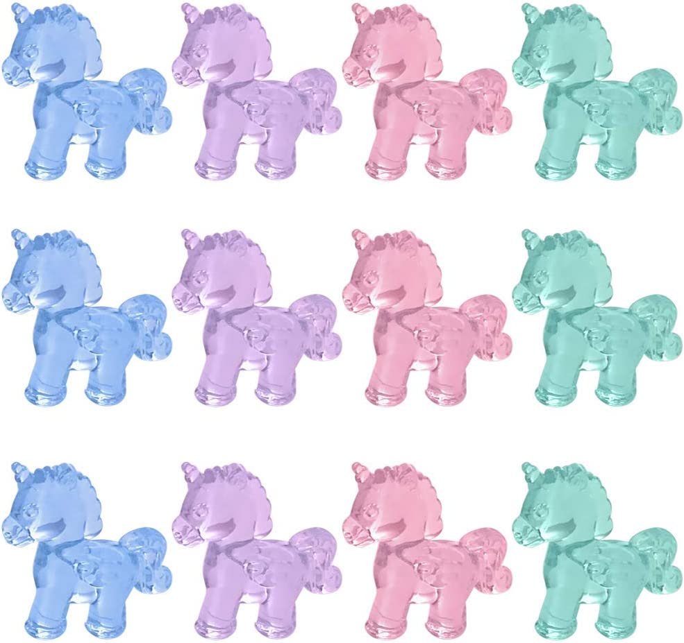 Acrylic Unicorn Cake & Cupcake Toppers, Set of 12, Mini 1.75" Unicorn Figurines, Decorations for Unicorn & Baby Shower Parties, Fun Birthday Party Favors, Goodie Bag Fillers