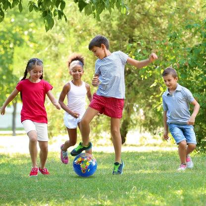 ArtCreativity Globe Soccer Playground Ball for Kids, Bouncy 9 Inch Kick Ball for Backyard, Park, and Beach Outdoor Fun, Detailed Design, Durable Outside Play Toys for Boys and Girls - Sold Deflated