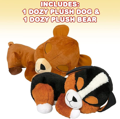 ArtCreativity Dozy Dog and Bear, Includes 1 Dog Stuffed Animal and 1 Bear Stuffed Animal, Cute Plush Toys for Kids with an Adorable Sleepy Design, Great as Baby Nursery Decorations