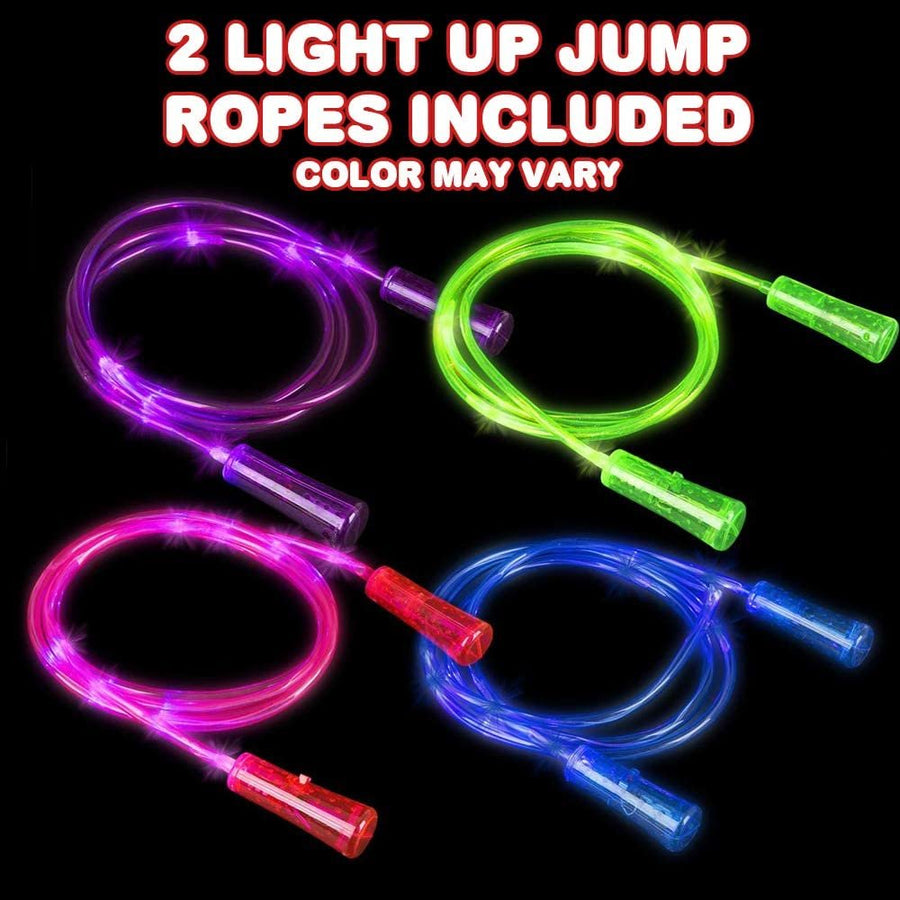 Light Up Jump Ropes for Kids, Set of 2, Skipping Ropes with Eye-Catching Flashing LED Lights, 93" Exercise Jumping Ropes for Boys and Girls, Outdoor Indoor Toys for Boys and Girls