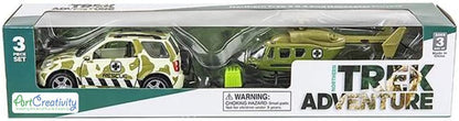 ArtCreativity SUV Toy Car with Trailer and Helicopter Playset for Kids, Interactive Northern Trek Play Set with Detachable Helicopter & Opening Doors on 4 x 4 Car, Best Birthday Gift for Boys & Girls