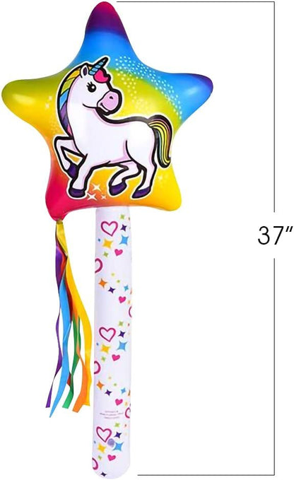 ArtCreativity Unicorn Wand Inflates, Set of 3, Inflatable Princess Wands with Cute Tassels and Vibrant Colors, Unique Swimming Pool Toys for Kids, Vinyl Unicorn Party Decorations, 37 Inches Tall