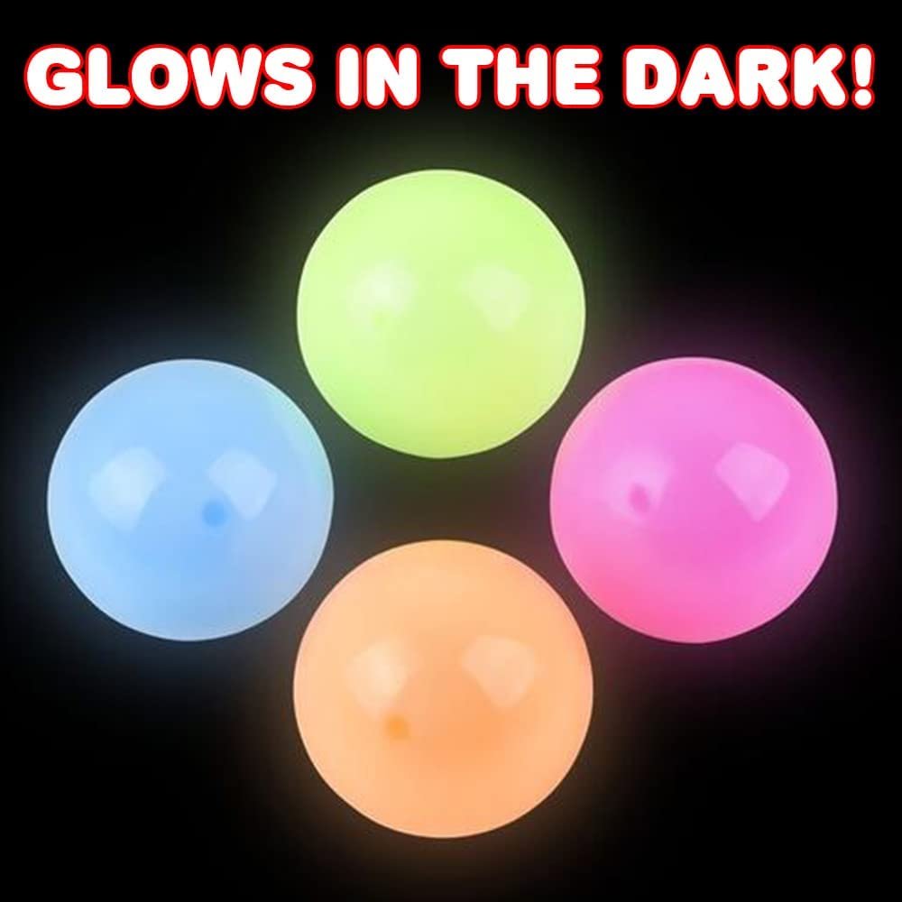 Squish Sticky Glow in The Dark Orbs, 2 Packs with 3 Balls Each, Glowing Fidget Toys for Kids & Adults, Squeeze Stress Toys in Assorted Vibrant Colors, Goody Bag Fillers & Party Favors