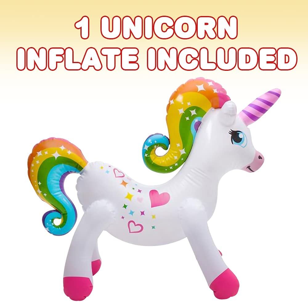 Rainbow Unicorn Inflate, Blow-Up Unicorn Inflate for Birthday Party Favors, Unicorn Party Decorations and Supplies, Pool Party Float, and Game Prize for Kids