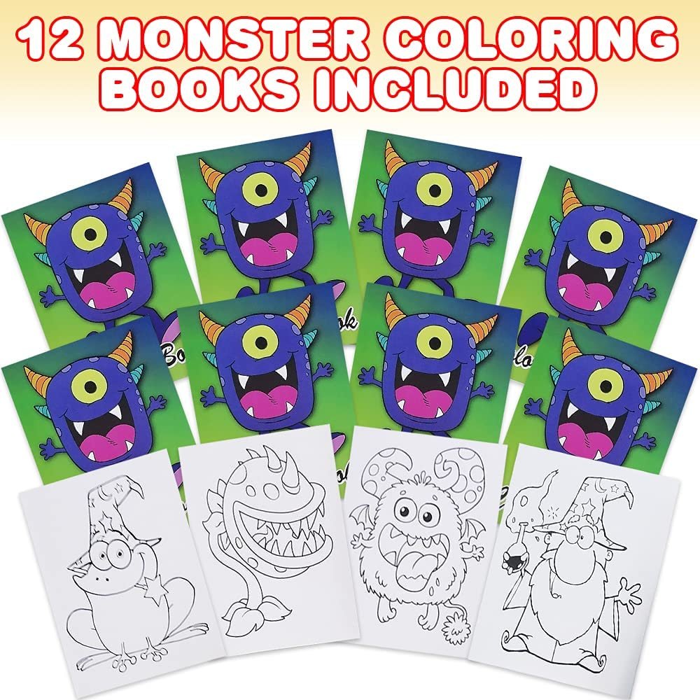 Monster Coloring Books for Kids, Set of 12, 5 x 7 Small Color