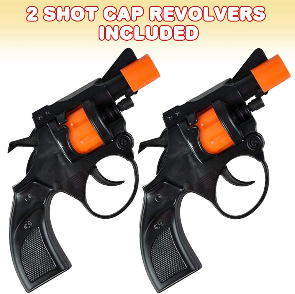 ArtCreativity Shot Cap Revolver Toy Gun for Kids, Set of 2, Cool Shooter Toys for Boys and Girls, Kid-Safe Revolver Toy Pistol for Active Fun, Great Christmas or Birthday Gift for Children
