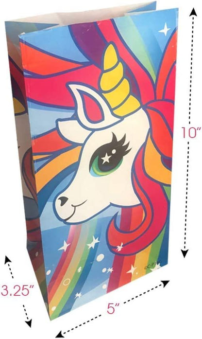 ArtCreativity Unicorn Party Favor Bags, Pack of 12, Unicorn Themed Goodie Gift Paper Bags, Durable Treat Bags, Unicorn Party Supplies and Favors for Birthday, Baby Shower, Holiday Goodies